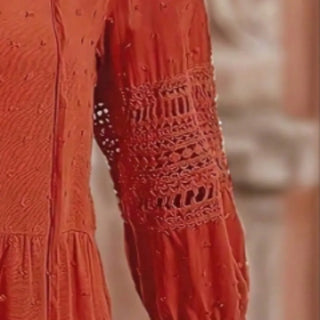 Women's V-neck Button Lace Blouse
