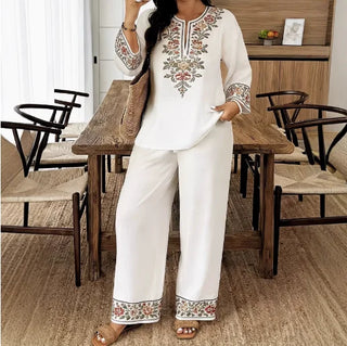 Floral Print High Waist Pants Set