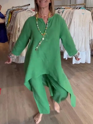 Long-sleeved Women Linen Suit
