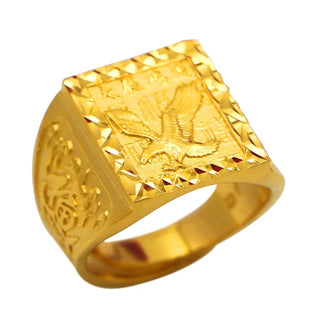 Exquisitely Carved Men's 24K Gold Ring