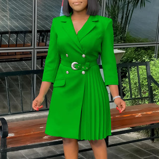 FairyShely 2025 Solid Long Sleeve Plus Size Draped Dress Women V Neck Large Big Dresses Lady Autumn Tight Curvy Short Dress