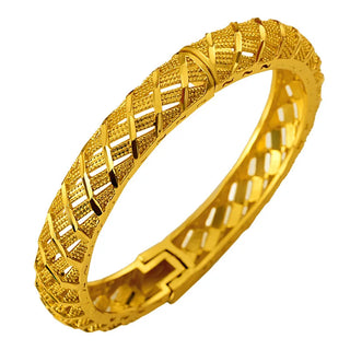 Ancient Elegant Carved 24K Gold Bangle
