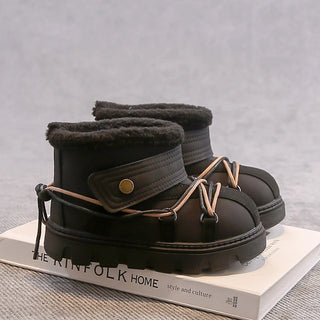 Faux Fur Winter Boots For Children PU Leather Teenager Kid's Snow Boots Thick Warm Boy's Girl's Plush Boots Cotton Warm Boots