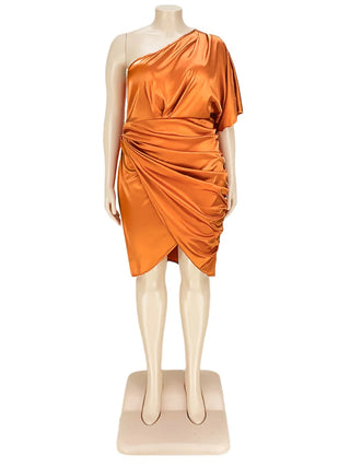 One Sleeve Satin Evening Party Dress