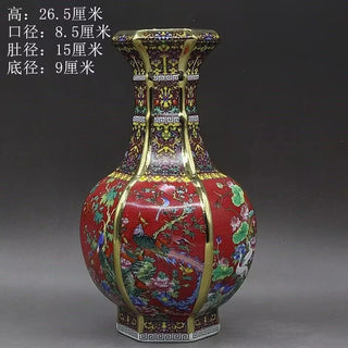 Ancient Enamel Flower Bird Ceramic Vase
