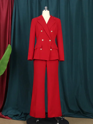 Business Women Suits Blazer Sets 2 Piece Fall Winter Formal Pink Jacket Wide Leg Pants Outfits Suit Elegant