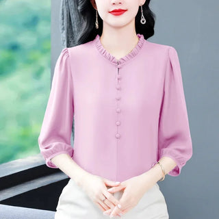 Trendy Wood Grain Style Blouse