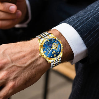 LIGE Man Mechanical Watch Stainless Steel Luxury Moon Phase Business Skeleton Waterproof Casual Automatic Movement Men's Watches