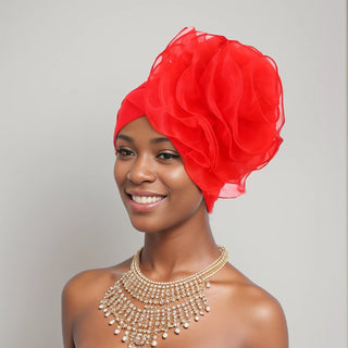 Exaggerated Large Flower Turban Hat for Women Nigeria Wedding Party Headwear Afrcian Female Head Wraps