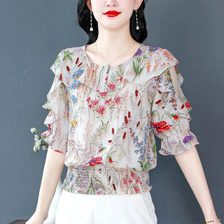 Floral Printed Women Chiffon Blouse