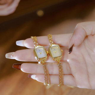 New Luxury Elegant Gold Bracelet Watches For Women Fashion Small Chain Watch Vintage Quartz Ladies Watch 2025 Women's Wristwatch
