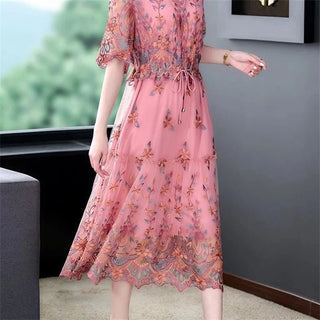 High end Embroidered V - neck Elegant Lady Dress - Epictzar Intl.