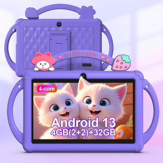 7-inch Android 13 children's tablet, 5G WiFi tablet, quad-core processor, 4GB (2g+2g-memory expansion) RAM+32GB ROM, with parent