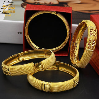 Luxury Dubai 24K Gold Color Bangles For Women Indian African Bracelets Charm Wedding Ethiopian Arabic Hand Jewelry Party Gifts