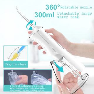 Oral Irrigator Rechargeable Water Flosser USB Portable Dental Water Jet 300ML Water Tank Waterproof Teeth Cleaner For Oral Care