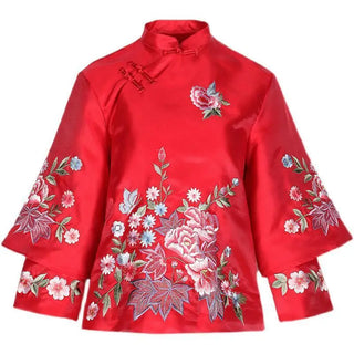 Elegant Retro Loose Embroidery Blouse