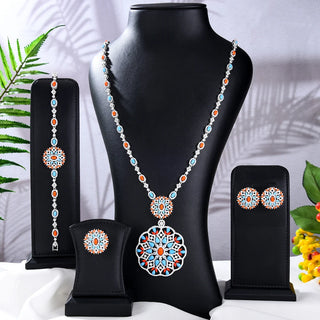 Missvikki Luxury Long Drop Necklace Earrings Jewelry Sets Super CZ for Noble Women Bridal Wedding Gorgeous Sparkling Best Gift