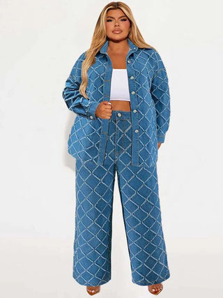 Casual Denim Plaid Pants Set - Epictzar Intl.