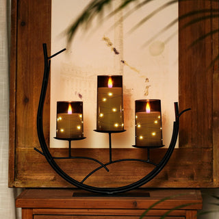 Flameless LED Candles with Embedded Star String Battery Operated Flickering Pillar Candle Light with Remote and Timer Home Decor