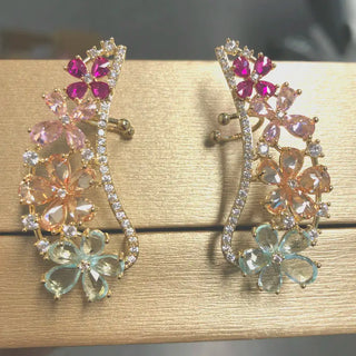 Fashion Small Flower Earring with Cuff