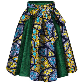 Elastic Waist Flower Print Dashiki Skirt