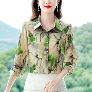 Stylish Printed Mid-Sleeve Versatile Tops
