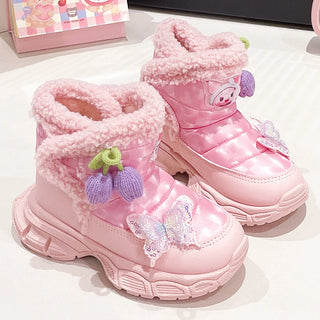 Faux Fur Winter Boots For Girls Korean Style Teenager Girl's Snow Boots Soft-soled Anti-slippery Teenager Kid's Cotton Shoes