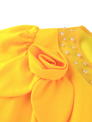 Stylish O Neck Long Lantern Beading Jumpsuit
