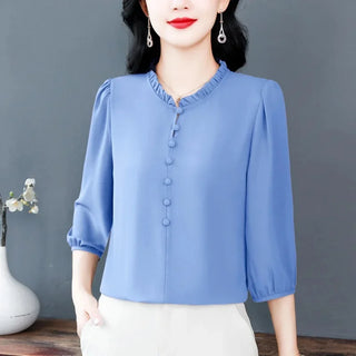 Trendy Wood Grain Style Blouse