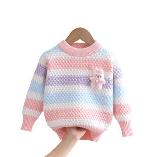Colorful Toddler Girls Versatile Knitted Sweater