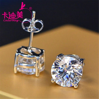 CADERMAY D VVS Moissanite 925 Sterling Silver Stud Charms Earrings With GRA Certificate For Women Girls Custom Fashion  Jewelry