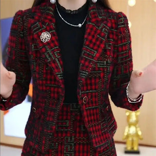 Vintage 2-Pcs Plaid Skirt Set