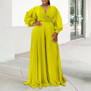 Elegant Pleated High Waisted Luxury Jumpsuits