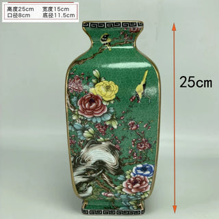 Antique Porcelain Enamel Painting Square Vases