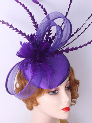 Flower Fascinators Hats Party Wedding Women Satin Pillbox Cap Elegant Ladies Church Occasion Race Millinery Feather Hair Access