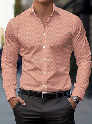 Men's Geometric Pattern Design Dress Shirts