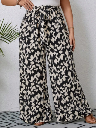 Plus Size 1XL-5XL Women's Summer Casual Fashion New Printed Wide Leg Elastic Waist Pants