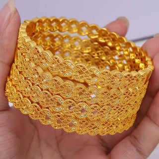 GirlS With white rhinestones Dubai Bangles For Women Bengal Africa luxury Jewelry Saudi Arab Bracelets Habesha Indian Bride Gift