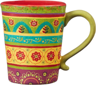 Tunisian Sunset 16-Piece Ceramic Dinnerware Set, Service for 4 – Colorful Boho Plates, Bowls & Mugs with Global Floral Patterns