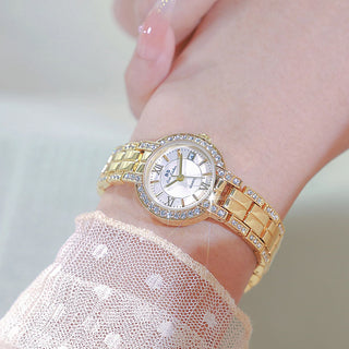 Luxury Brand Roman Dial Women's Watches Fashion Elegant Date Display Diamond Watch Women Gift Gold Bracelet Quartz Wristwatches