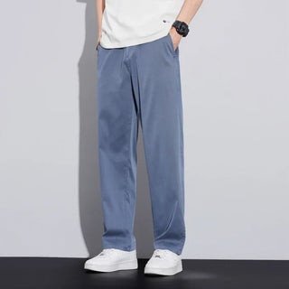 Summer Ultra-thin Lyocell Casual Pants Men's Elastic Waist for Loose Elastic Straight Fashion Comfortable Casual Trousers Male