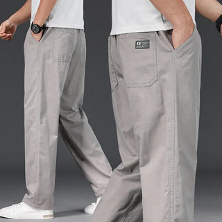 Big Size Men's Casual Cotton Cargo Pants Relaxed Fit Long Trousers Elastic Waist Drawstring Sweatpants Mens Jogger Pants Autumn