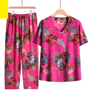 Women Vintage Printing Cotton Pajamas Set