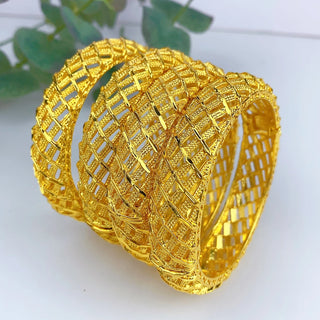 Luxury Dubai 24K Gold Plated Bangles For Women Indian African Bracelets Charm Wedding Ethiopian Arabic Hand Jewelry Party Gifts