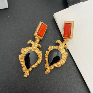 Retro crystal-patterned ear clips with a unique ancient style earrings