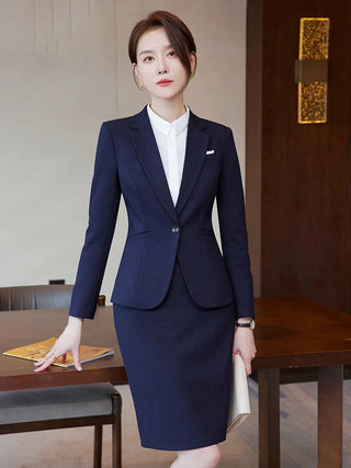 Novelty Wine Red Formal Women Business Suits with Skirt and Jackets Coat Ladies Office Professional Blazers Spring OL Styles