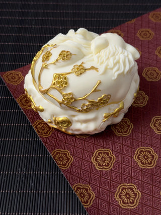 Ivory Fruit Painted Gold Nine Tailed Fox Plate Incense Burner Chinese Style Incense Indoor Tea Room Creative Craft Decoration