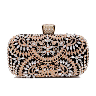Metal Handle Diamond Evening Clutch Purse