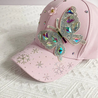 New fashion Colorful Rhinestone Butterfly Baseball Cap, Trendy Baseball Cap Sun Hats For Women