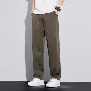 Summer Ultra-thin Lyocell Casual Pants Men's Elastic Waist for Loose Elastic Straight Fashion Comfortable Casual Trousers Male